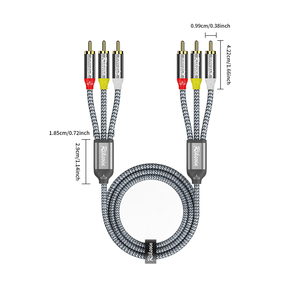3RCA nam âm thanh video cáp rạp hát tại nhà thành phần AV Cáp cho <span class=keywords><strong>VCR</strong></span> DVD HDTV Máy quay Nylon dệt nam 3RCA Cáp - Product Image 1
