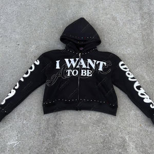 Sweat à capuche épais et confortable pour homme, élégant, avec fermeture éclair et col boutonné, logo imprimé par transfert thermique sur le devant, en coton/polyester - Product Image 2