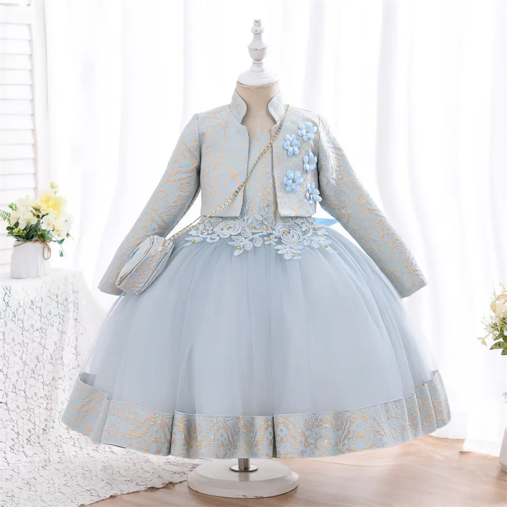 Children Dresses 8 Years Girls Autumn Flower Party Princess Prom Dress Design