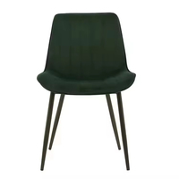 Chaise de salle à manger en tissu velours de luxe, pieds en métal gris canon, style design européen pour usage domestique