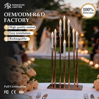 Centre de table en métal et acrylique avec 8 bougies LED sans flamme, rechargeable, pour mariage, fête, décoration de la maison