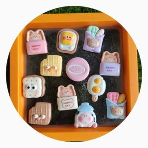 Hạnh phúc ngày thực phẩm bánh mì Wafer chiên trứng nắng lên bên nhựa Cabochon phẳng trở lại sổ lưu niệm phụ kiện trang trí dễ thương - Product Image 4
