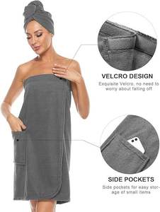 Peignoir de Douche en Gros pour Femmes, Robe de Bain Spa à Boutons Ajustables, <span class=keywords><strong>Serviette</strong></span> de Bain Personnalisable avec Logo - Product Image 5