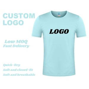 Camisetas Deportivas de Verano de Secado Rápido 100% Algodón con Logotipo Personalizado Bordado, Cuello Redondo, Manga Corta, Venta al Por Mayor - Product Image 2