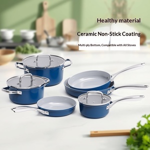 Ensemble d'ustensiles de cuisine antiadhésifs : poêle à frire, marmite, <span class=keywords><strong>casserole</strong></span> à lait, fond en céramique antiadhésif, couvercle en verre, <span class=keywords><strong>kit</strong></span> en aluminium moulé sous pression - Product Image 3