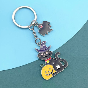 2023พวงกุญแจโลหะเคลือบรูปผีฮาโลวีนทำจากสังกะสีอัลลอยรูปฟักทองแม่มดปราสาทแมว - Product Image 3