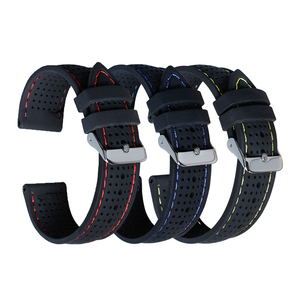 Correas de Reloj de Silicona <span class=keywords><strong>para</strong></span> Buceo de 20 mm y 22 mm, Correa de Reloj de Silicona Negra Impermeable y Transpirable <span class=keywords><strong>para</strong></span> Relojes Inteligentes Deportivos - Product Image 1