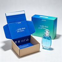 Emballage en papier ondulé avec logo personnalisé, bande détachable imprimée, boîte d'expédition auto-adhésive pour parfums et cosmétiques