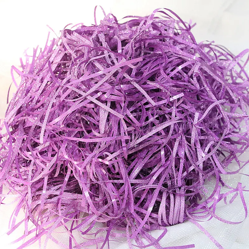 Wholesale Luxury Purple Colors Raffia Straight Shredded Glitter Specialty Paper Decorate And Fill Gift Packaging Box or Baskets
