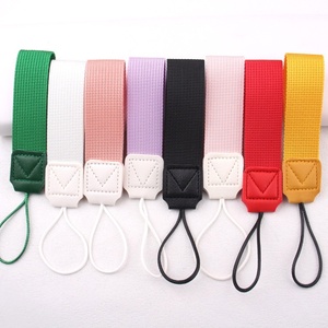 Correa de muñeca tejida con pestaña de cuero, cordón de tela, etiqueta de PU para llavero, transporte manual, cincha multicolor - Product Image 1