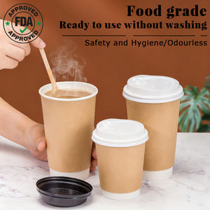Vasos de Papel Desechables Personalizados al por Mayor de 8 oz, Blancos, Negros y Marrones, con Tapas Recubiertas de PE para Café y Bebidas Calientes - Product Image 5