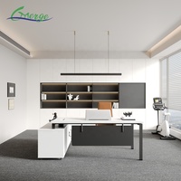 Suministro Directo de Fábrica, Mueble Personalizado, Mesa de Gerente Moderna con Superficie de Madera, Escritorio Ejecutivo para Contratistas de Proyectos de Oficina