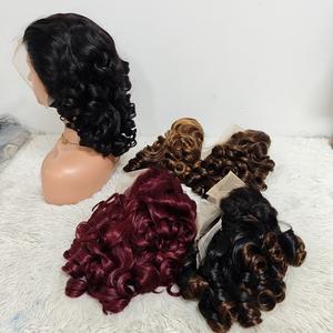 Perruque bouclée rebondissante Letsfly Promotion 13x4, 230 grammes, perruques à ondulations lâches, 18 pouces, perruques en cheveux humains ombrés bruns - Product Image 1