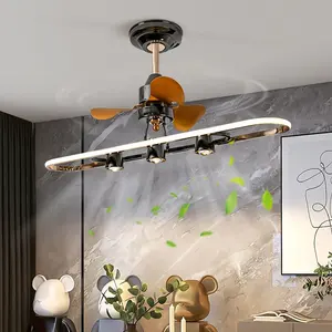 Lâmpada LED para teto com ventilador para sala de estar e jantar, modelo 1112 20" preto pérola, design moderno e inovador, mais vendido