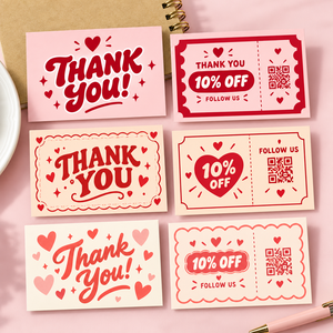 Biglietto Coupon Personalizzato per Piccole Imprese, Design con Lettere Grasse Rosa e Rosse, Voucher Sconto Bifacciale, Biglietto da Inserire nel Pacchetto - Product Image 5