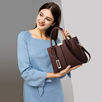 Tas tangan kulit poliester PU/, tas tangan perdagangan luar negeri, tas bahu kasual Vintage kapasitas besar, tas kulit PU mode baru 2025