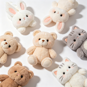 Ensemble de mini jouets en peluche animaux mignons (chat, chien, ours, <span class=keywords><strong>lapin</strong></span>) avec doublure en maille, vente directe usine, faible MOQ, OEM/ODM pour cadeaux d'enfants - Product Image 3