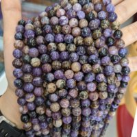 Pierres précieuses naturelles de couleur violette 6/8/10mm, perles rondes et larges, Charoite violette, livraison gratuite