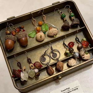 Pendientes colgantes inspirados en plantas, piedra natural, estilo vintage, uso diario para mujer - Product Image 2