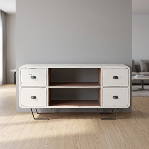 Wholesale Modern European Traditional Distressed White Solid Wood Eco Friendly <b>TV</b> <b>Stand</b> Sideboard Four Home Home Furniture - Product Image 2