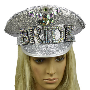 <span class=keywords><strong>Cappello</strong></span> da <span class=keywords><strong>Capitano</strong></span> Argento Scintillante con Paillettes per Addii al Nubilato e Matrimoni all'Aperto della Fabbrica Manwu - Product Image 1