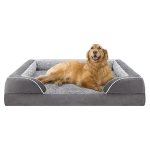 耐久性のあるペットソファベッドカスタムサイズの色とロゴ洗える低反発整形外科用大型犬用ベッド