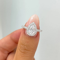 Bague de fiançailles et de mariage de luxe pour femme, double halo goutte d'eau, idéale pour un cadeau ou une fête d'anniversaire – Vente chaude