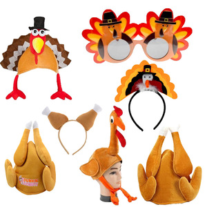 Thanksgiving Day Turkeys Plush Felt Eco-friendly Customizable Hats for Adults <strong>Happy</strong> Party Funny Hat Favors - Product Image 2