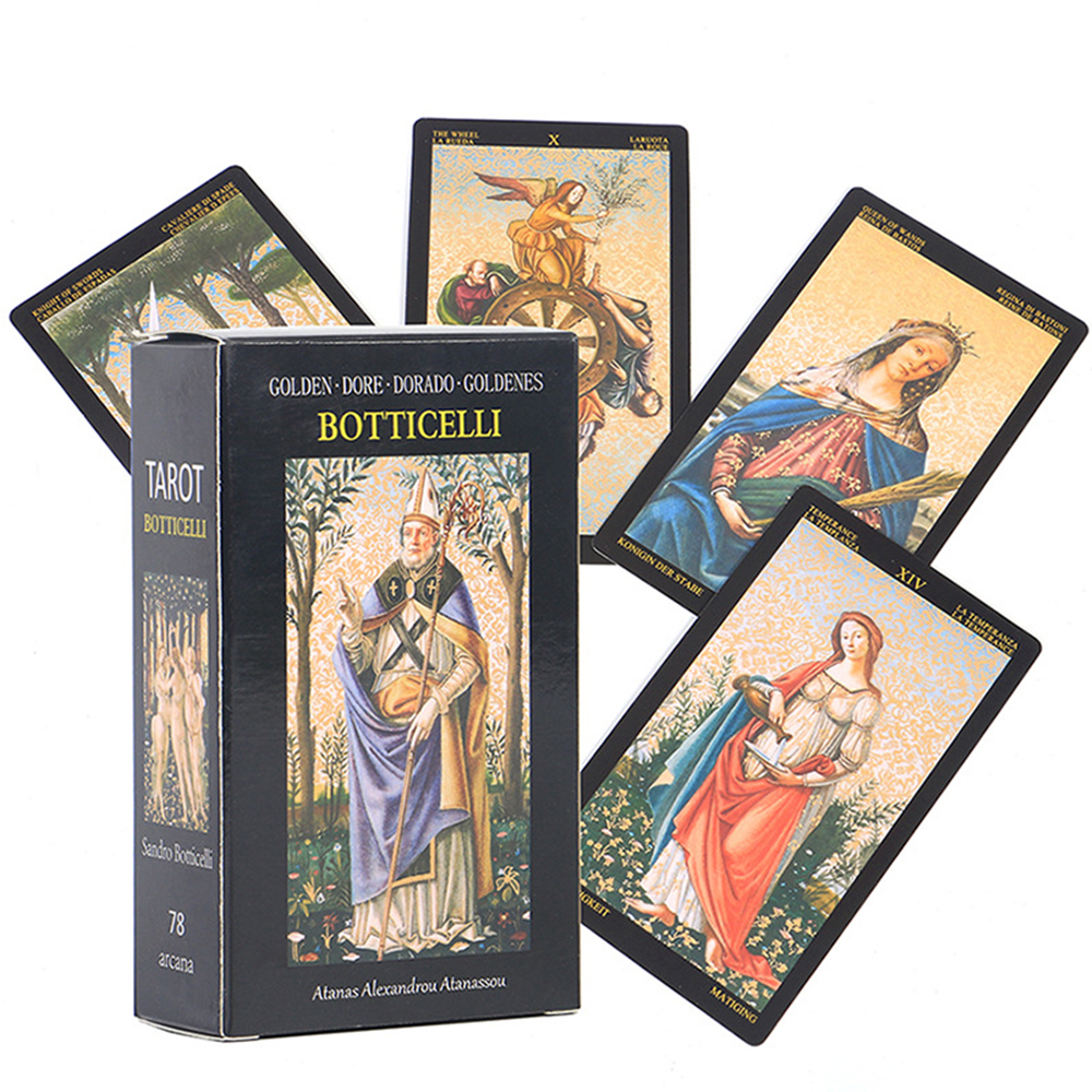 Manufacturer Direct Golden BOTTICELLI Tarot Card Guide Book Original 80 Cards 12*6cm Card Printing Design