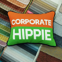 SHN020 Coussin décoratif brodé au point de croix, motif lettres style entreprise et hippie, coloré, pour canapé, cadeau