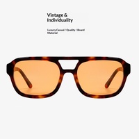 Lunettes de soleil polarisées vintage Havana carrées en acétate, monture HD anti-UV, double pont, prêtes pour la plage, monture noire légère