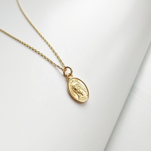 Isunni joyería religiosa S925 Oval de plata de ley en forma de Nuestra Señora Virgen María colgante collar - Product Image 2
