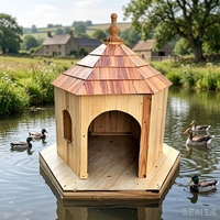 Nichoir flottant en bois de qualité supérieure pour canards |   Abri pour oiseaux aquatiques d'extérieur avec plateforme flottante