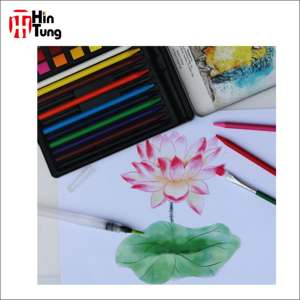 42 pezzi OEM Woodless matita ad acquerello e pittura ad acquerello solido Set di vernice per torta in scatola di latta per disegnare e colorare - Product Image 3