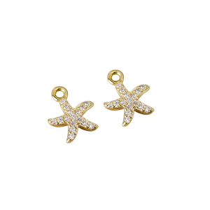 Dijes de Estrella Modernos Chapados en Oro con Microincrustaciones de Diamantes de Imitación Redondos, Diseño Bonito para Hacer Joyas, Regalo Unisex - Product Image 1