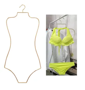 Wholesale heavy duty Custom Strong grucce bikini personalizzate ganchos para proa 50 pieces swimsuit gold hangers for swimwe
