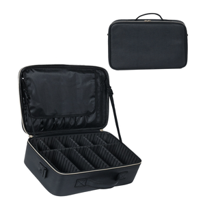 Sac de rangement de maquillage portable en <span class=keywords><strong>cuir</strong></span> noir durable OBOX pour filles, tendance, élégant, résistant à l'eau, fermeture à glissière - Product Image 2