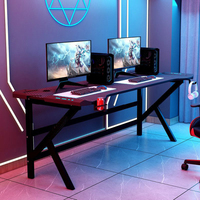 Mesa de Juego en Forma de K, Moderna, de Madera y Metal, con Luces LED RGB, para Juegos de PC, Oficina en Casa, Escritorio para Computadora, Mesa de Juego para Videojuegos