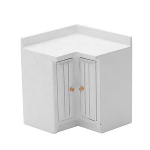 Maison de poupée Miniature meubles en <span class=keywords><strong>bois</strong></span> ensemble d'armoires de cuisine bassin <span class=keywords><strong>poêle</strong></span> torréfacteur 4 pièces-blanc - Product Image 5
