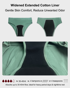 Culottes menstruelles personnalisées en coton et bambou pour femmes, réutilisables, lavables, pour flux abondant, anti-fuites - Product Image 2