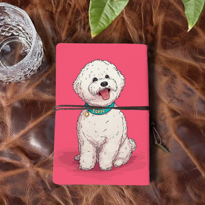 A6 Notebook regalo di ringraziamento per i grafici per celebrare le loro opere d'arte con cane <span class=keywords><strong>bianco</strong></span> con colletto <span class=keywords><strong>turchese</strong></span> stampato - Product Image 3