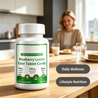 Tablet Lutein Ester Blueberry Potensi Tinggi dengan Vitamin C, Dukungan Penglihatan, Permen Kompres 60 Buah
