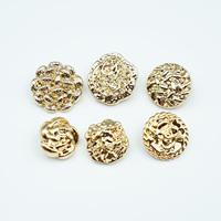 Boutons personnalisés en métal doré, motifs floraux variés (rose, camélia), ajourés, filigranes et embossés, pour manteaux et costumes de luxe pour femmes