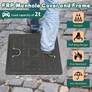 Coperchio per Pozzetto <span class=keywords><strong>in</strong></span> Ghisa Divino, Resistente, per Vialetti e Fosse Settiche, con Base, Quadrato, Nero, Antiscivolo, per Ispezione - Product Image 4