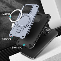 Coque arrière antichoc avec magnétique pour iPhone 16 15 14 13 12 11 TPU + PC coque de téléphone hybride pour Samsung S25 Edge