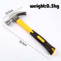 Marteau à griffes en acier à haute teneur en carbone de qualité industrielle, manche en fibre de verre antidérapant, durable, portable, OEM disponible, DIY