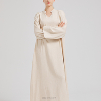 Robe Abaya personnalisée 100% lin naturel pour l'Aïd, femmes musulmanes, couleur unie, respirante, Abayas de Dubaï, robe maxi islamique modeste