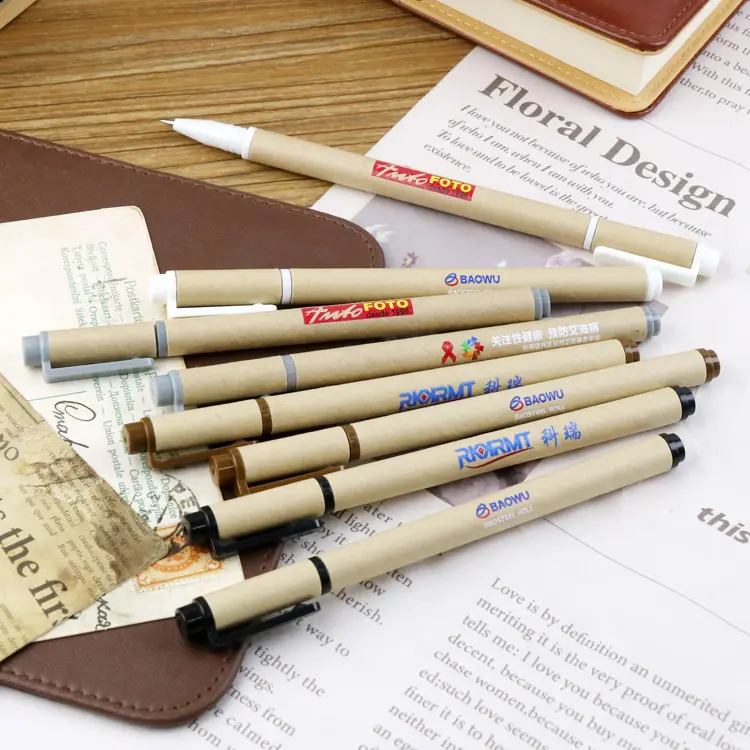 Крафт-бумага, переработанная бумажная ручка, экологически чистая ручка с индивидуальным логотипом, крафт-бумага, Экологичная шариковая ручка с логотипом