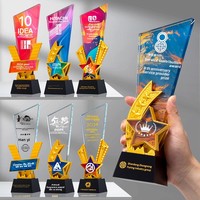 Trophée en verre personnalisé pour événements, compétitions scolaires, cadeaux commémoratifs, trophées sportifs en verre et cristal, coupes de récompense pour le basketball et le football