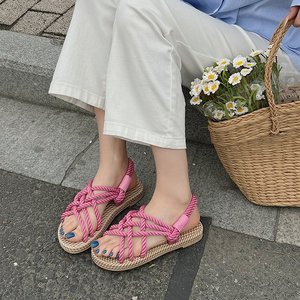 Delle donne di Estate Scarpe di <span class=keywords><strong>Corda</strong></span> Intrecciata <span class=keywords><strong>Con</strong></span> <span class=keywords><strong>La</strong></span> Tradizionale Stile Casual E Semplice Creatività <span class=keywords><strong>Sandali</strong></span> di Modo - Product Image 2